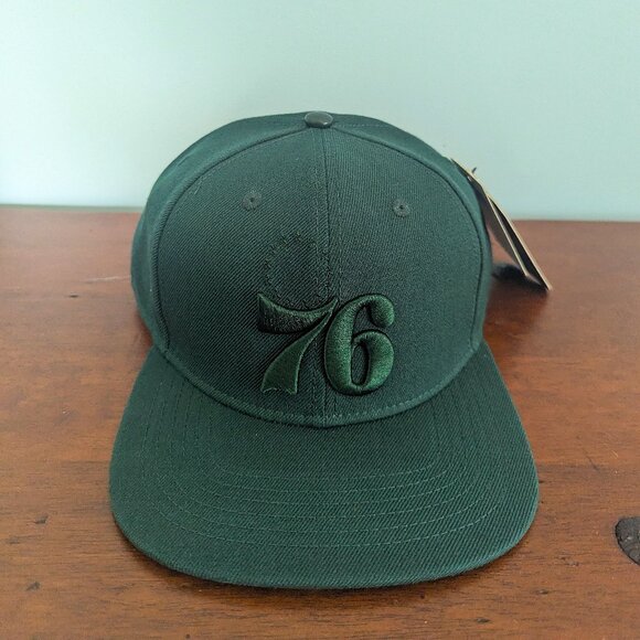 76ers Flat Brim Snapback Hat Forest Green Pro Standard OS NWT - Picture 1 of 7